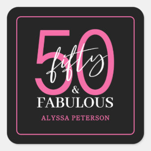 Sticker Carré Cinquante & Fabuleux Script 50e Anniversaire