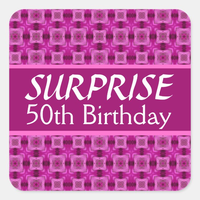 Sticker Carré cinquantième Motif de fête de rose d'anniversaire (Devant)