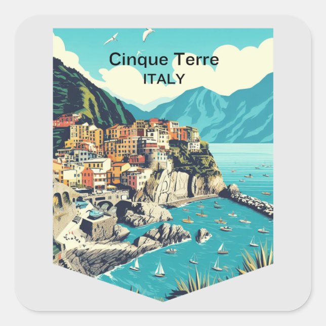 Sticker Carré Cinque Terre Italie, Voyage (Devant)