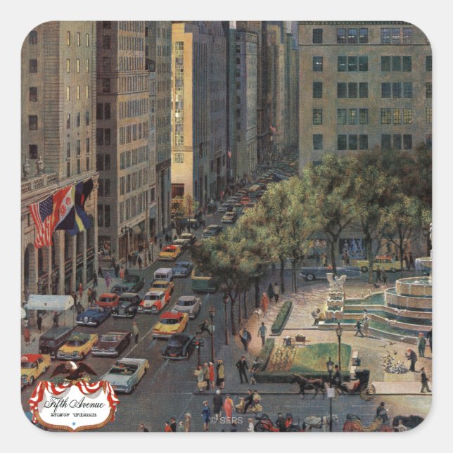 Sticker Carré Cinquième avenue par John Falter (Devant)