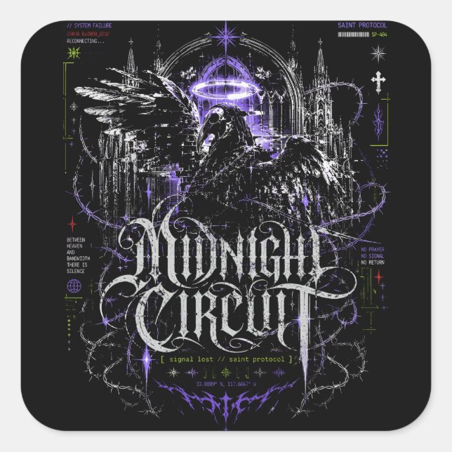 Sticker Carré Circuit Minuit Gothique Cyberpunk Graphique (Devant)