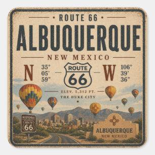 Sticker Carré Circuit routier vintage au Nouveau-Mexique Art