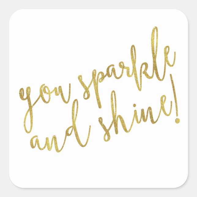Sticker Carré Citation brillante Faux Gold Foil Parties scintill (Devant)