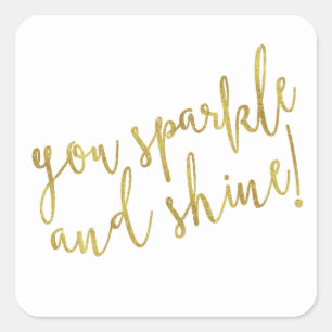 Sticker Carré Citation brillante Faux Gold Foil Parties scintill