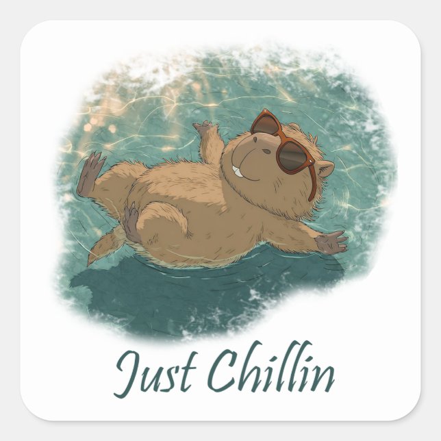 Sticker Carré Citation de capybara amusant de style aquarelle ju (Devant)