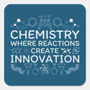 Sticker Carré Citation de l'innovation en chimie scientifique