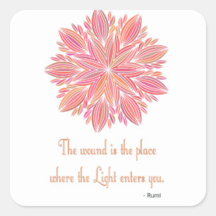 Sticker Carré Citation de Mandala Rumi Wound