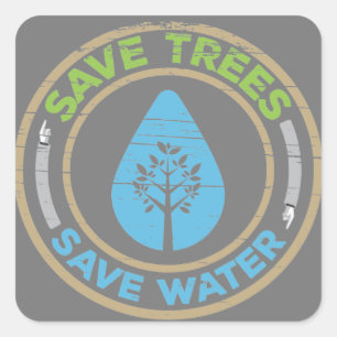Sticker Carré Citation de vie durable. Sauvez des arbres Économ