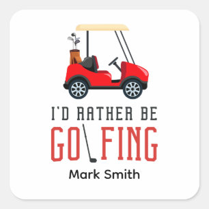 Sticker Carré Citation drôle de golf pour golfeur J'aimerais mie