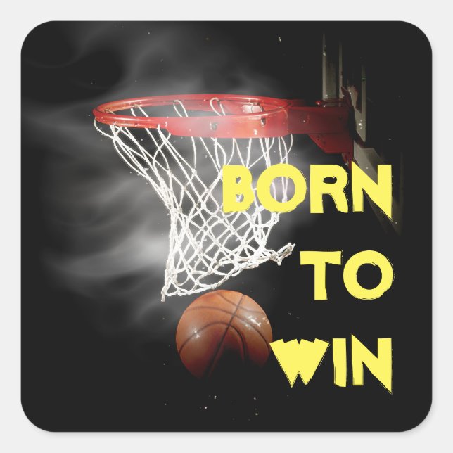 Sticker Carré Citation motivationnelle disant Basketball né pour (Devant)
