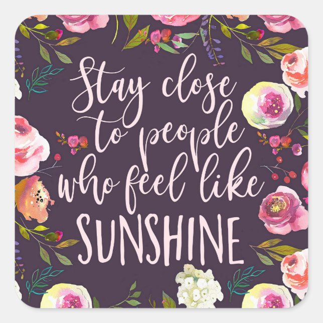 Sticker Carré Citation Sunshine, Boho Inspirant Motivationnel (Devant)