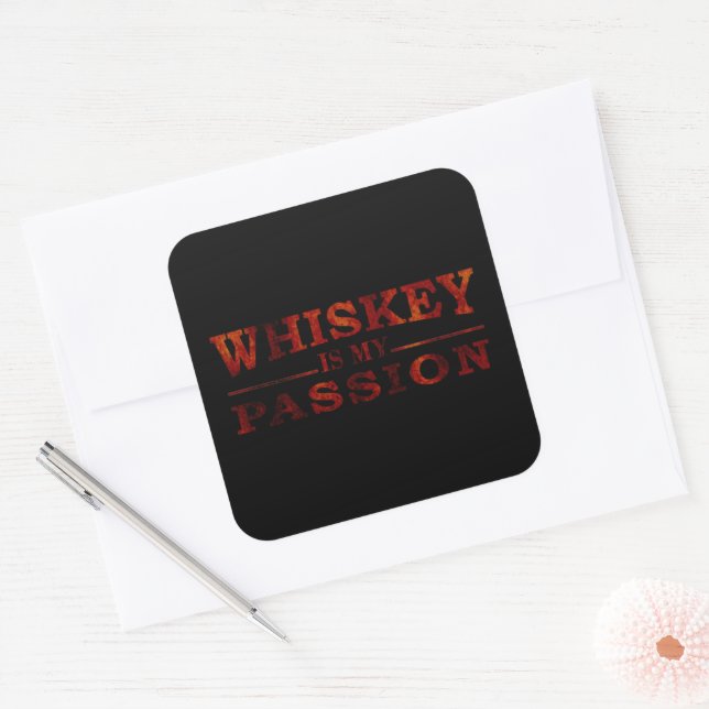 Sticker Carré Citations amusantes à propos de Whiskey lover (Enveloppe)