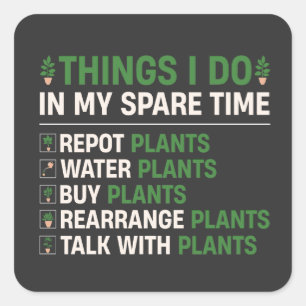 Sticker Carré Citations de jardinage mignonnes, cadeau amusant p