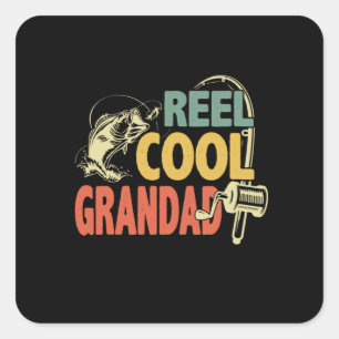 Sticker Carré Citations grand-père   Grand Cool de pêche