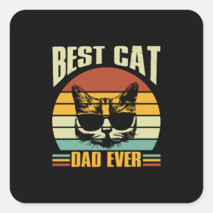 Sticker Carré Citations grand-père Meilleur papa de chat