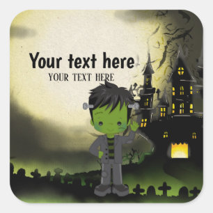 Sticker Carré Cite Halloween Frankenstein