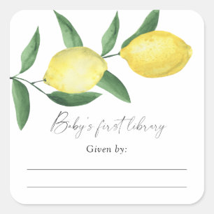 Sticker Carré Citron - Baby shower, livres pour bébé
