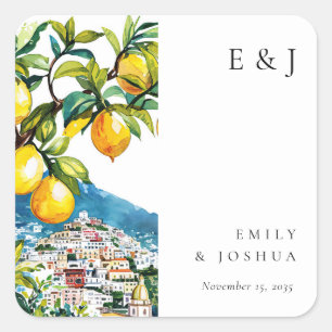Sticker Carré Citron Citrus Côte Amalfi Mariage italien