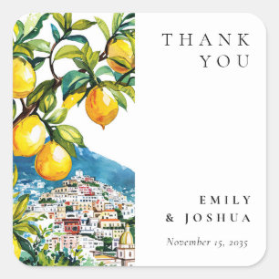 Sticker Carré Citron Citrus Côte Amalfi Mariage italien