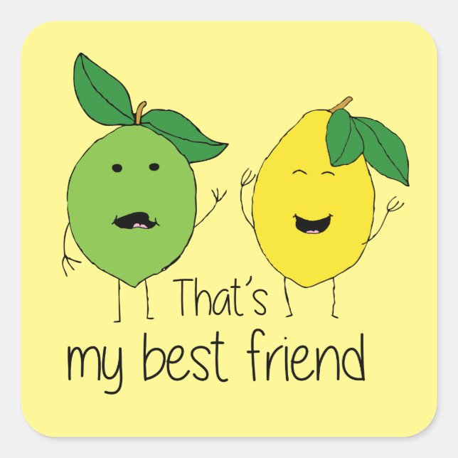 Sticker Carré Citron et chaux Meilleurs amis BFF Lemon Art Besoi (Devant)
