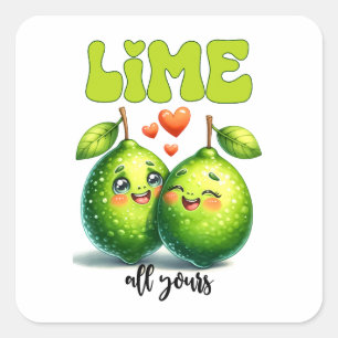 Sticker Carré Citron tout à toi Valentin drôle et punny