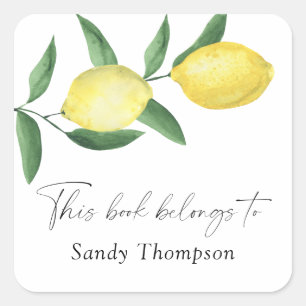 Sticker Carré Citrons - Ce livre appartient à