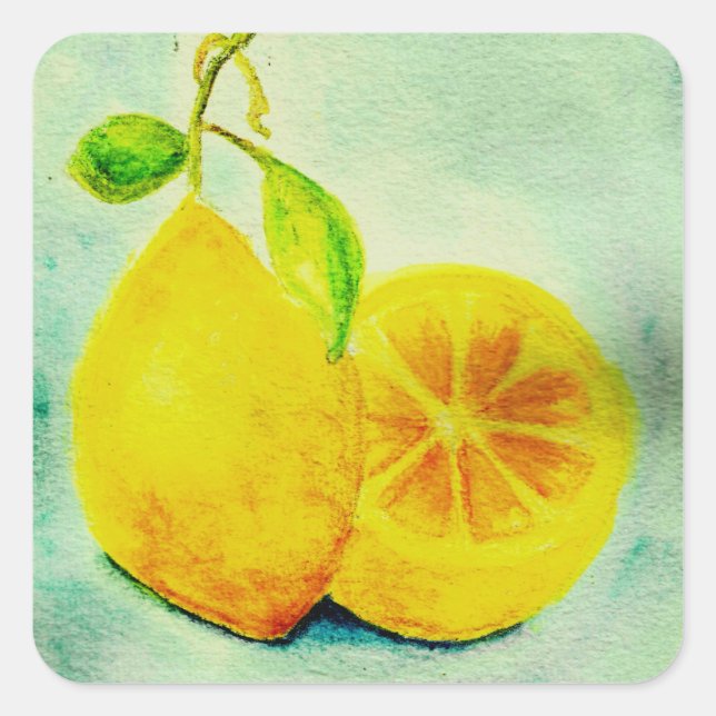 Sticker Carré Citrons de style vintage (Devant)