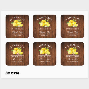 Sticker Carré Citrons Mariage en bois Merci Limoncello