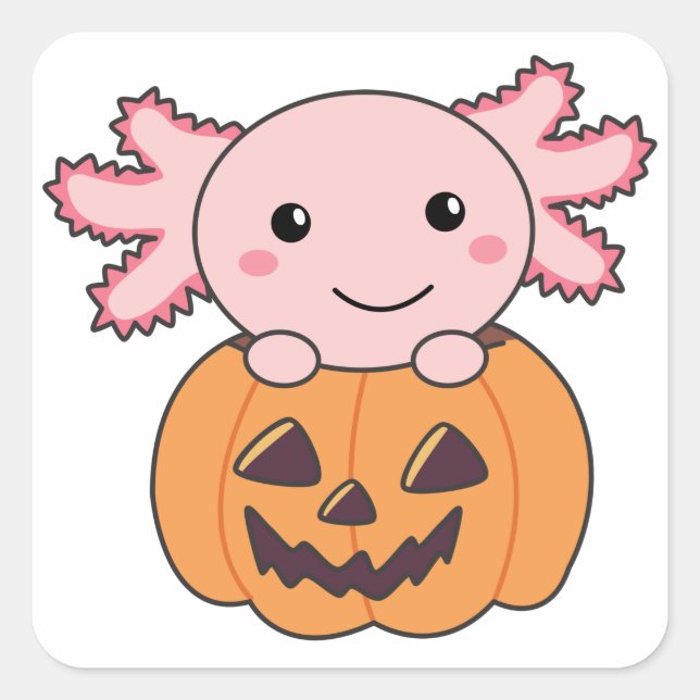 Sticker Carré Citrouille Axolotl Amateurs De Beaux Animaux Pour  (Devant)