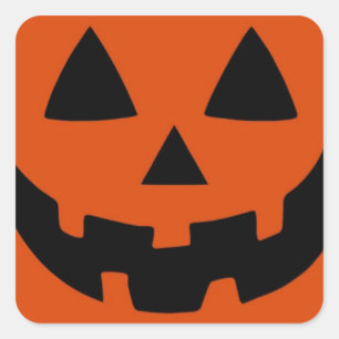 Sticker Carré Citrouille d'Halloween Vintage Orange