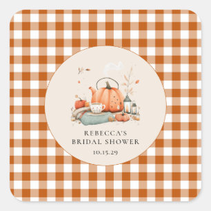 Sticker Carré Citrouille et épices et tout Baby shower agréable