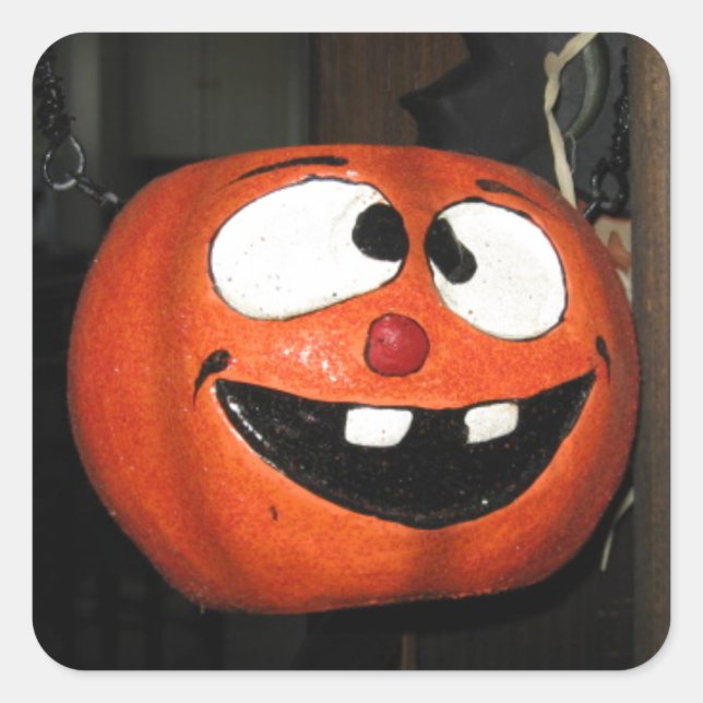 Sticker Carré Citrouille fou (Devant)