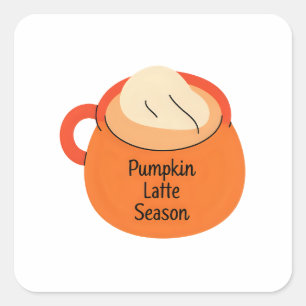 Sticker Carré Citrouille Latte Season - Cosy Fall Coffee Art