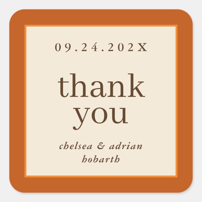 Sticker Carré Citrouille Orange Bordure Simple Mariage de automn (Devant)