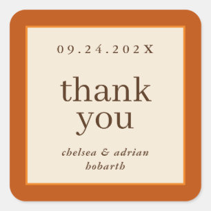 Sticker Carré Citrouille Orange Bordure Simple Mariage de automn