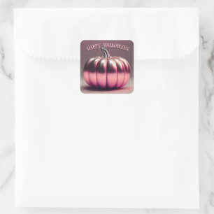 Sticker Carré Citrouille rose brillant