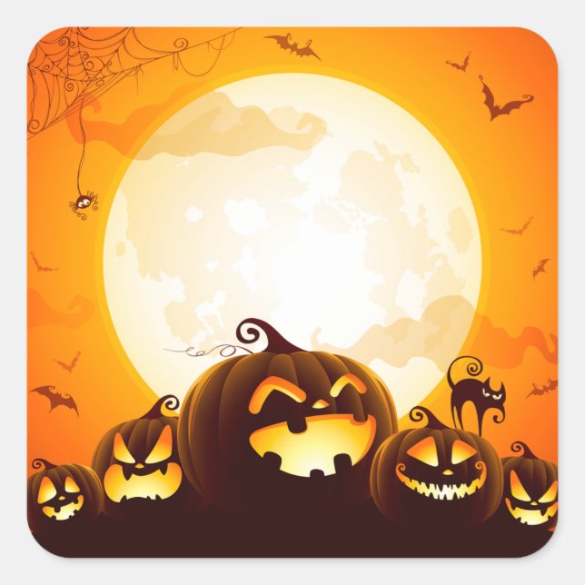Sticker Carré Citrouilles d'Halloween sous les serviettes d'affi (Devant)