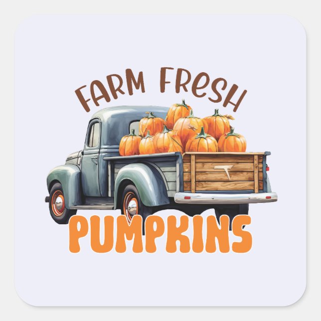Sticker Carré Citrouilles frais - Camion rustique (Devant)