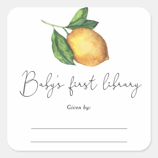 Sticker Carré Citrus - Baby shower plaque, livres pour bébé (Devant)