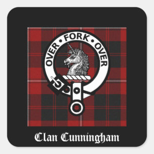 Sticker Carré Clan Cunningham Badge & Tartan