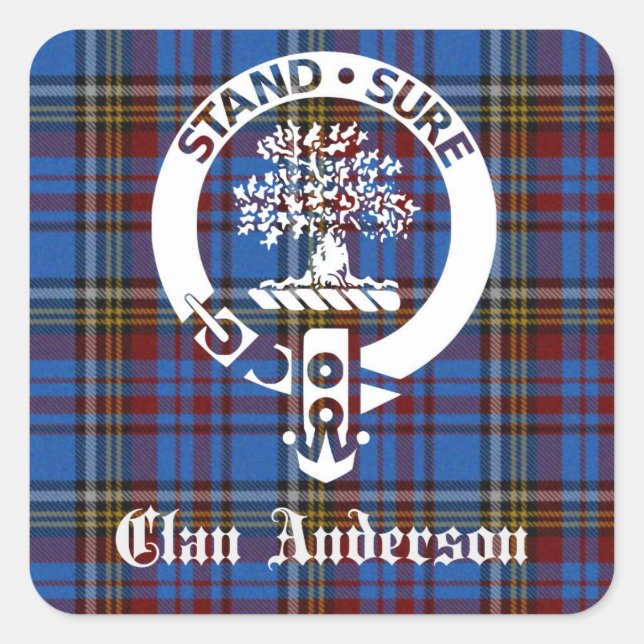 Sticker Carré Clan écossais Anderson Crest & Tartan (Devant)