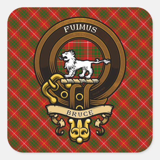 Sticker Carré Clan écossais Bruce Badge et Crest | Armoiries (Devant)