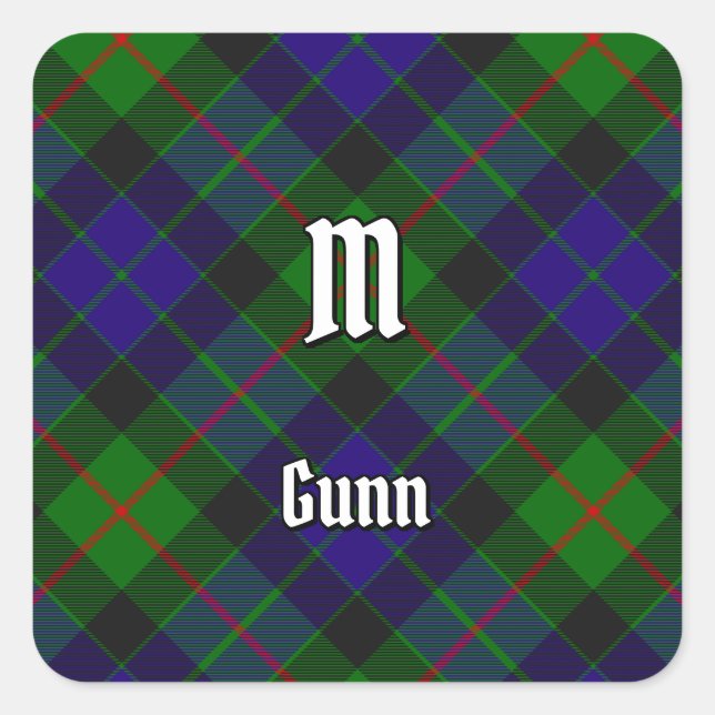 Sticker Carré Clan Gunn Tartan (Devant)