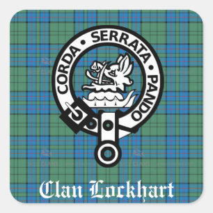 Sticker Carré Clan Lockhart Crest Badge & Tartan