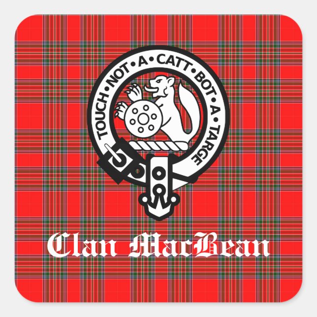 Sticker Carré Clan MacBean Crest Badge & Tartan (Devant)