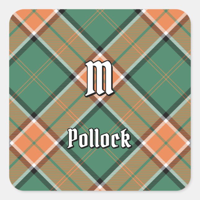 Sticker Carré Clan Pollock Tartan (Devant)