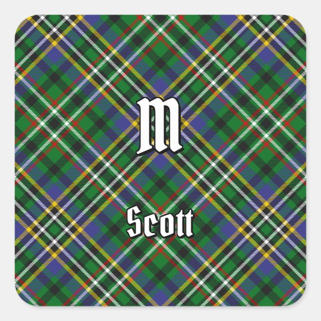 Sticker Carré Clan Scott Green Tartan (Devant)