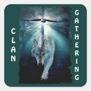 Sticker Carré Clan WOLF & EAGLE Rassembler la faune des Première