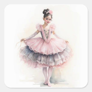 Sticker Carré Clara (Cheveux Noirs) du Ballet Casse-Noisette