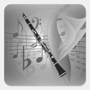 Sticker Carré Clarinet aux accents musicaux